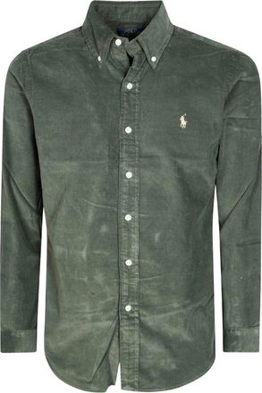 Polo Ralph Lauren Lange Mouw Sportshirt - Heren - Casual Overhemden - Groen - M - Katoen - Overhemden