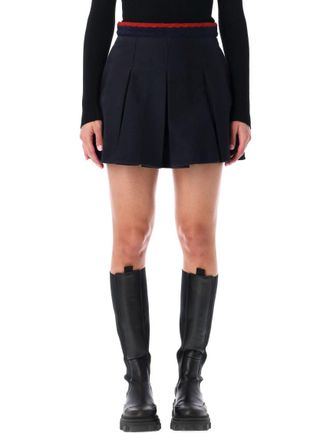 Moncler Navy Blue Pleated Mini Skirt