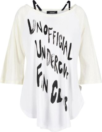 Undercover White Loose-Fitting Layered Detail Graphic Top