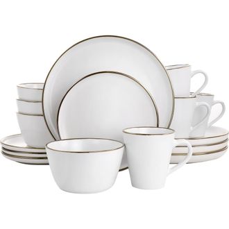 Elama Arthur 16 Piece Stoneware Dinnerware Set in White at Nordstrom