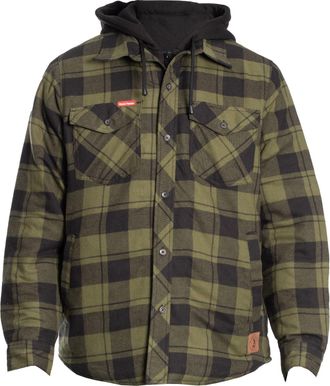 Hard Yakka Gequilted Flanellen Shacket Heren Groene Overhemdjas