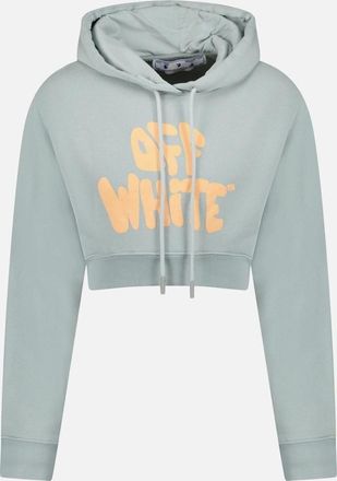 Off-white Womens Off-White 70s Type Logo Crop Sweatshirt Grey - Size: 18/16