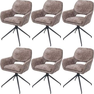 Hhg Juego De 6 Sillas De Comedor Hhg 643, Silla De Cocina, Giratoria Con Retorno Autom&aacute;tico, Tejido De Chenilla (490 G/m&sup2;) Oeko-tex, Marr&oacute;n