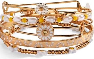 Alex and Ani Daisy Bangle Bracelet Set of 5 in Gold at Nordstrom