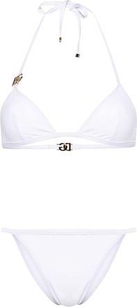 Dolce & Gabbana logo-plaque triangle-cup bikini - women - Polyamide/Elastane/Polyamide/Elastane/Brass - 2 - White