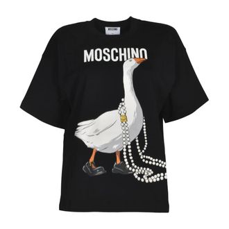 Moschino T-Shirts, female, Black, Size: XS Logo Print T-Shirt