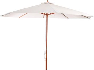 Hhg [nunca Usado] Sombrilla Florida, Sombrilla De Jard&iacute;n Sombrilla De Mercado, &Oslash; 3,5m Poli&eacute;ster/madera 7kg, Crema