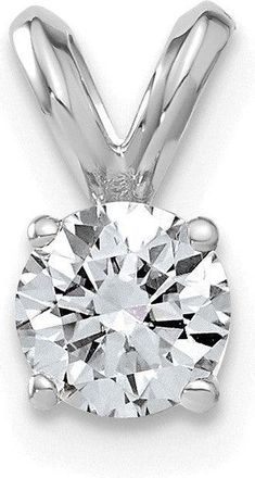 Diamond2Deal 14k White Gold 1/2ct. 5.0mm Round Moissanite Solitaire Pendant