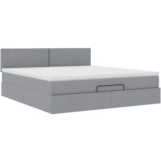 vidaXL Vidaxl - Estructura De Cama Otomana Colch&oacute;n Tela Gris Claro 180x200cm
