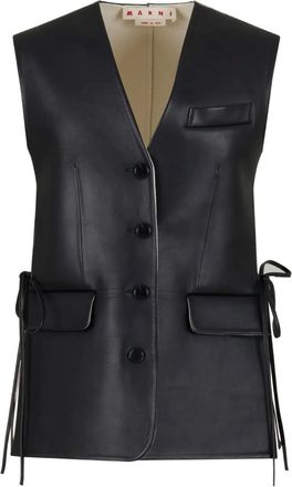 Marni Gilet in pelle con bottoni - Nero