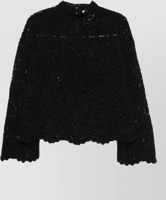 Semicouture crochet mock neck long sleeve blouse