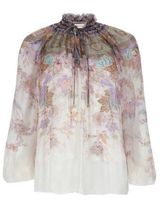 Zimmermann Luna Floral Paisley Semi-Sheer Blouse
