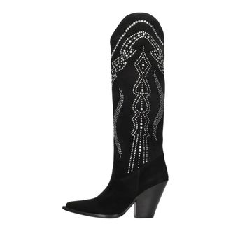 Elena Iachi Peggy Suede Cowboy Laarzen - Dames - Schoenen - Zwart - Maat: 37 1/2 EU Su&egrave;de