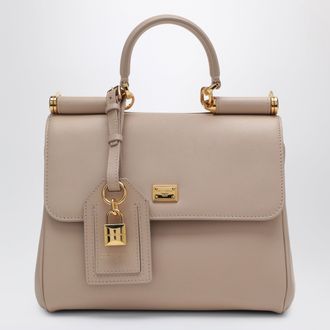 Dolce & Gabbana My Sicily small nude-colored plong&eacute; leather bag