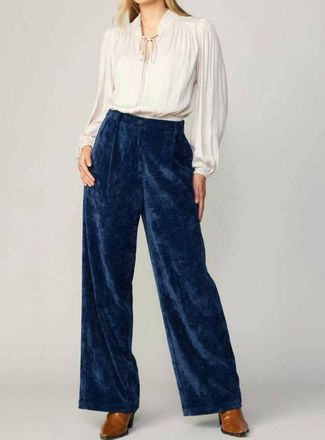 Current Air Corduroy High Waist Wide Pants With Pleated Pockets In Blue