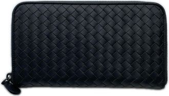 Bottega Veneta Intrecciato Gray Leather Long Wallet (Bi-Fold) (Pre-Owned)