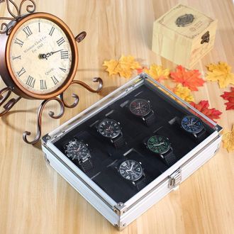 OEM Caja De Almacenamiento Para Relojes De Fibra De Carbono Y Aluminio Con 12 Compartimentos Y Soporte De Exhibici&oacute;n