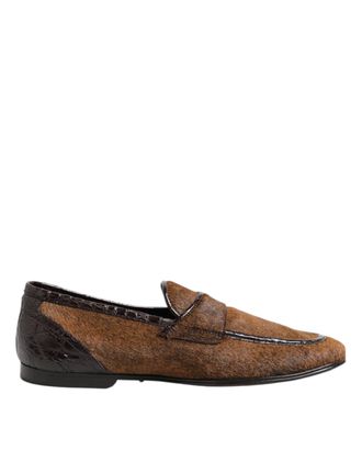 Dolce & Gabbana Brown Loafers Leather Slip On Men Dress Mens Shoes