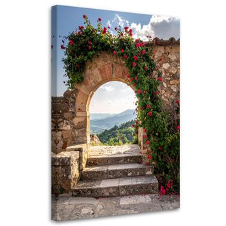 Feeby Impresi&oacute;n De Imagen, Arcos De Piedra Escaleras Flores Toscana Italia, 70x100