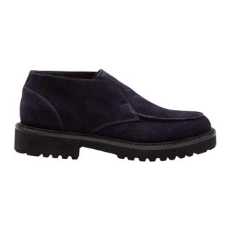 Doucal's Schoenen, Heren, Blauw, 42 EU, Suède, Blauwe Suède Chukka Enkellaarzen