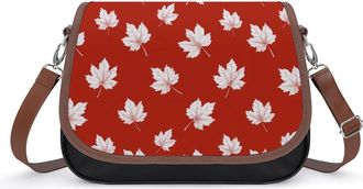 Generic Canada Flag Canadian Maple Crossbody Bag Womens Handbag PU Message Bags Shoulder Purse with Adjustable Strap