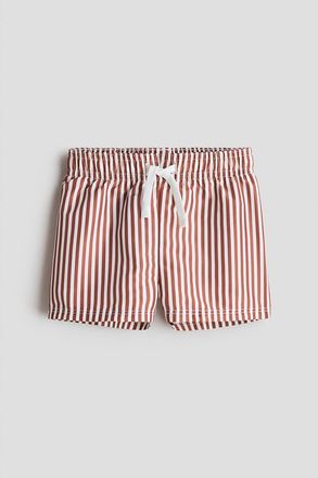 H&M Patterned Swim Shorts in White/brown Striped at Nordstrom, Size 9-12M
