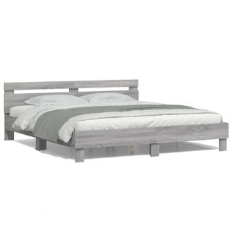 Berkfield Home Bed Frame with LED without Mattress Grey Sonoma 160x200 cm