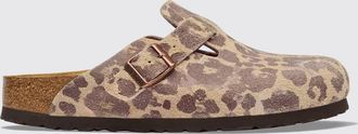 Birkenstock Sabot Boston in suede con stampa animalier e cinturino