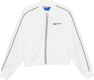 Karl Lagerfeld Cropped Bomber Jacket with Black Piping