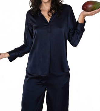 GR Nature Avigail Silk Blouse In Navy