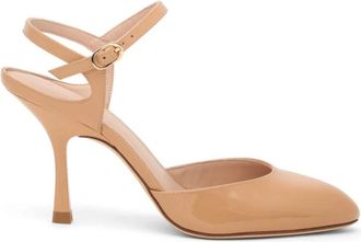 Stuart Weitzman Schoenen, Dames, Beige, 41 EU, Leer, Madison Strap Pump 85
