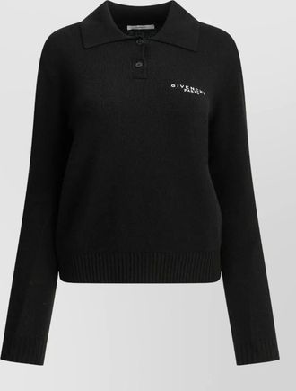 Givenchy cashmere-blend ribbed long-sleeve polo sweater