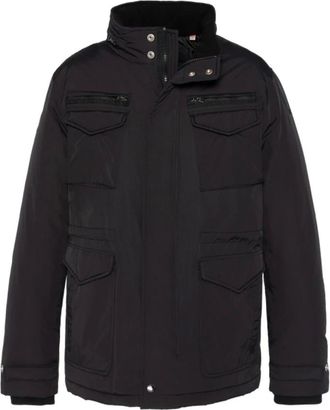 Schott NYC Schott Nyc, Jassen, Heren, Zwart, S, Nylon, Parka met meerdere zakken en capuchon onder de kraag