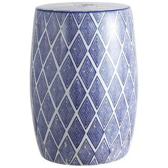 Jonathan Y Designs Moroccan Diamonds 18 Ceramic Drum Garden Stool in Blue/white at Nordstrom