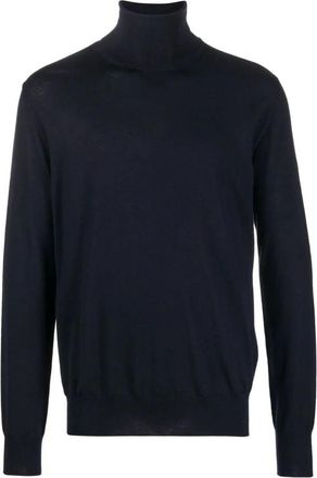 Jil Sander Wollen Elegante Trui - Heren - Coltruien - Blauw - XL - Wol - Truien & Vesten