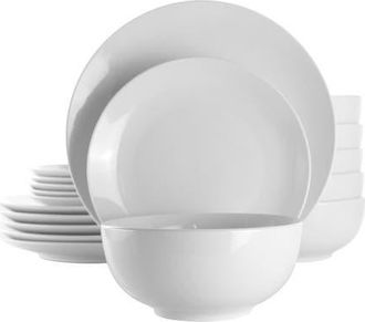 Elama Luna 18 Piece Porcelain Dinnerware Set in White at Nordstrom