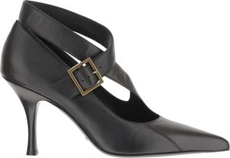 Khaite Zwarte leren pump met gouden details - Dames - Pumps - Zwart - 38 EU - Leer - Schoenen