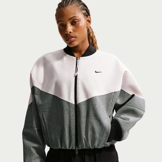 Nike Womens Nike Sportswear Oversized Bomber Jacket in Green | IF0313-323