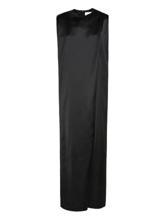 Yves Salomon heavy wool satin maxi dress - Black