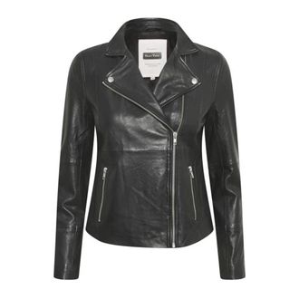 Part Two Zwarte Leren Bikerjas Frances PW JA - Dames - Leren en Su&egrave;de Jassen - Zwart - XS - Jassen