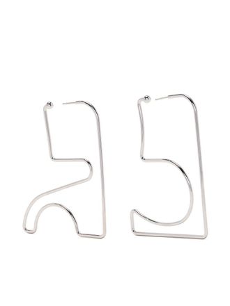 Courr&egrave;ges Maxi AC geometric-shape earrings - Silver