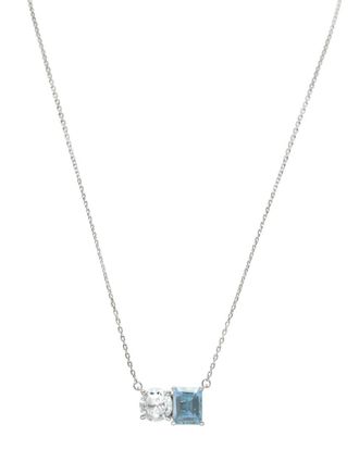 Suzy Levian Silver 5.00 ct. tw. Gemstone Toi et Moi Necklace