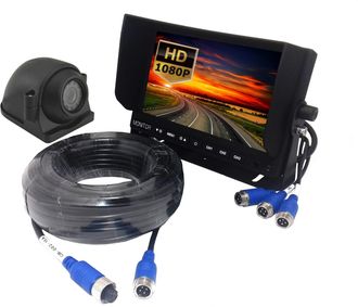 OEM Kit Expert Pro Ahd: C&aacute;mara De Marcha Atr&aacute;s Aerodin&aacute;mica De 2 Mpx + Monitor De 7 12v/24v 15m 4-pin