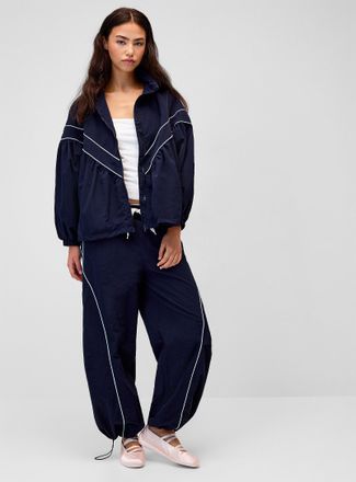 Twik Womens Contrasting stripes canvas barrel-leg pant
