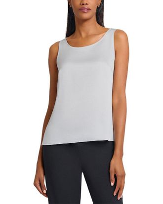 Ming Wang Crepe De Chine Scoop Neck Tank