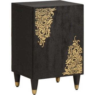 vidaXL vidaXL Mobile da Bagno Nero 38 x 33 x 58 cm Legno di mango massello