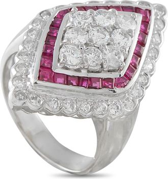 Luxury Bazaar Platinum 1.21ct Diamond and Ruby Ring MF14-041426