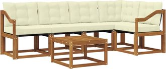 vidaXL Conjunto De Sof&aacute;s De Exterior 6 Uds. Natural Y Crema Vidaxl