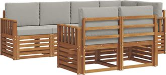 vidaXL Conjunto De Sof&aacute;s De Exterior 7 Uds. Natural Y Gris Claro Vidaxl