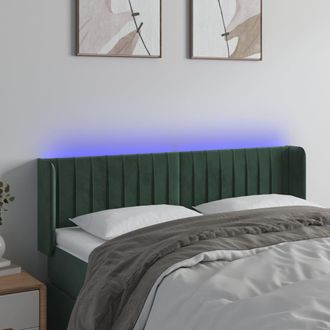 vidaXL Cabecero Con Led De Terciopelo Verde Oscuro 147x16x78/88 Cm Vidaxl